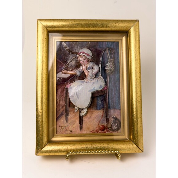 Other - Vintage 3D Dimensional Framed Art 7x9 Gold Frame Victorian Child Scene